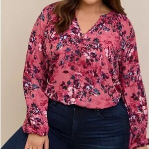 Torrid Pink Floral Print Blouse